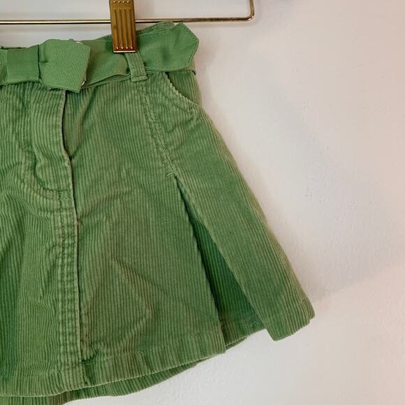 JANIE AND JACK Girl’s Green Corduroy Pleated Skirt with Bow Belt/Size: 12-18 Mos - Picture 6 of 9